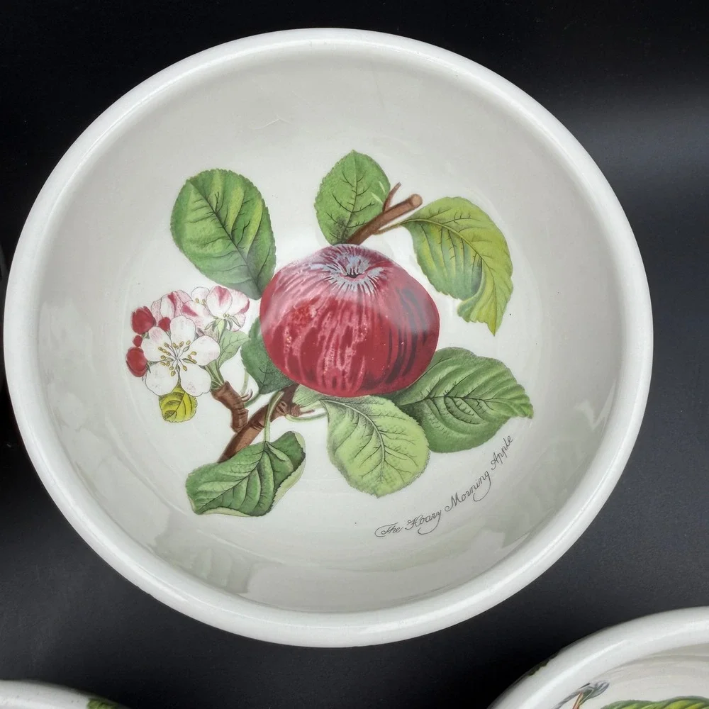 Vtg Portmeirion Pomona Cereal Bowls Set 4 Fruit Botanical Cottagecore 5 1/4 Inch